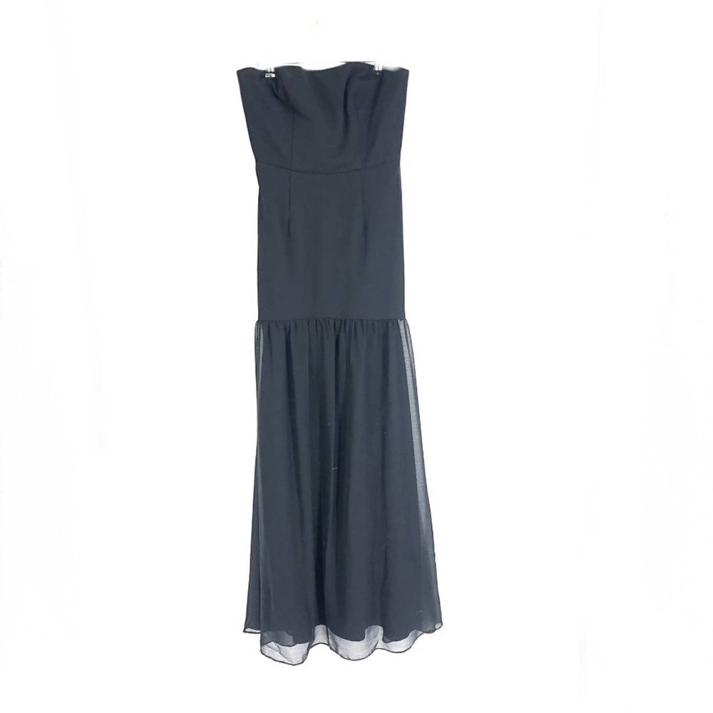 White by Vera Wang Black Tiered Strapless Gown Sz 8